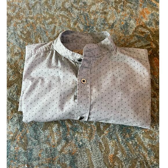 Scully Men’s Gray Microprint Band Collar Shirt, S - Picture 5 of 5